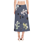 Cartoon Voodoo Doll Print Side Slit Midi Skirt