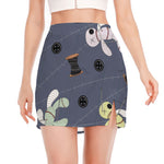 Cartoon Voodoo Doll Print Side Slit Mini Skirt