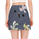 Cartoon Voodoo Doll Print Side Slit Mini Skirt