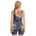 Cartoon Voodoo Doll Print Sleeveless One Piece Swimsuit