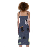 Cartoon Voodoo Doll Print Slim Fit Midi Cami Dress