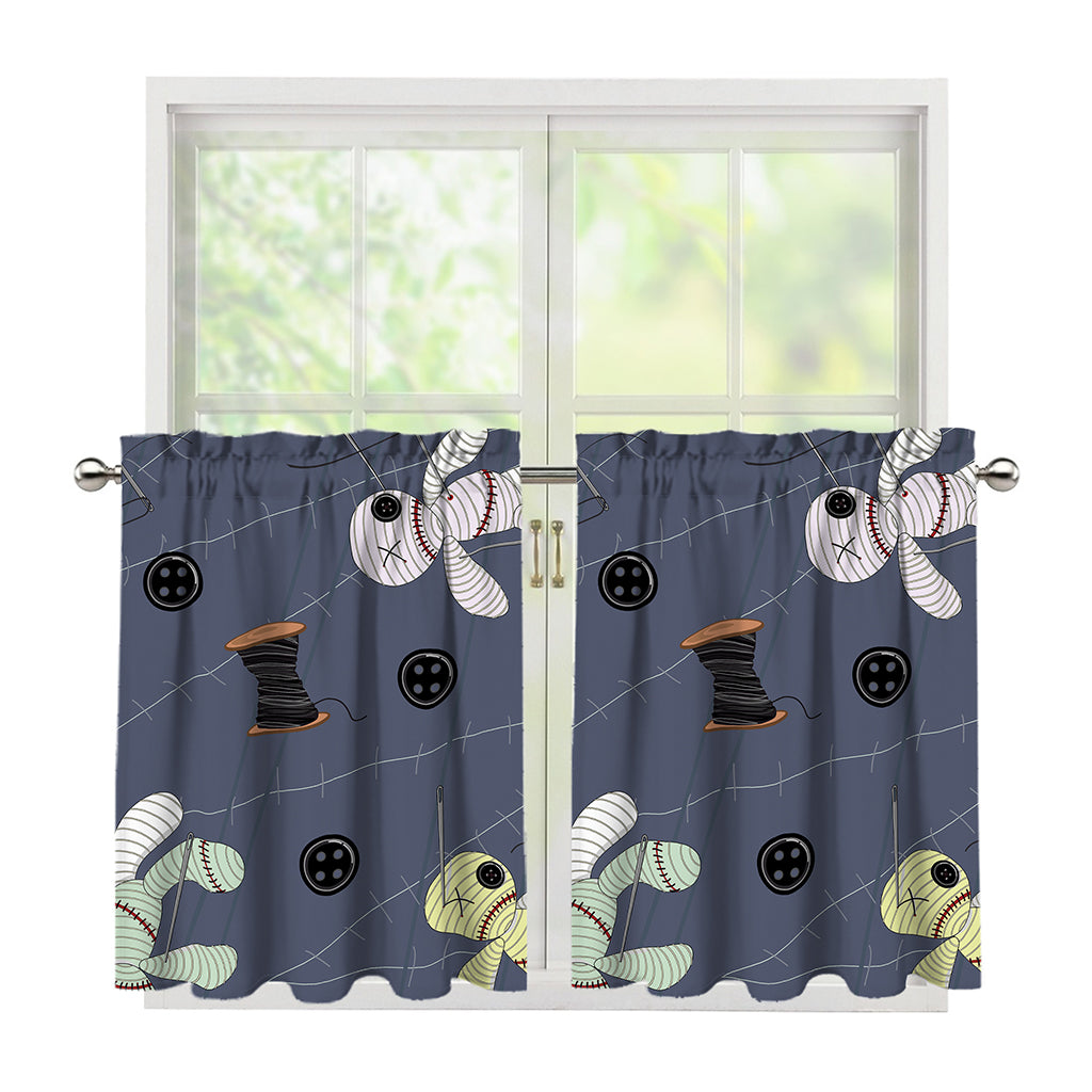 Cartoon Voodoo Doll Print Tier Curtains