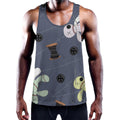 Cartoon Voodoo Doll Print Men's Workout Tank Top