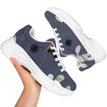 Cartoon Voodoo Doll Print White Chunky Shoes