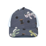 Cartoon Voodoo Doll Print White Mesh Trucker Cap