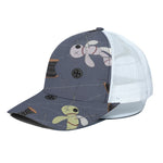 Cartoon Voodoo Doll Print White Mesh Trucker Cap