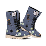 Cartoon Voodoo Doll Print Winter Boots