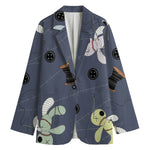 Cartoon Voodoo Doll Print Women's Blazer