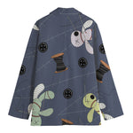 Cartoon Voodoo Doll Print Women's Blazer