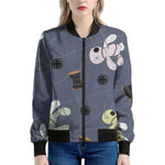 Cartoon Voodoo Doll Print Women's Bomber Jacket