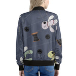 Cartoon Voodoo Doll Print Women's Bomber Jacket