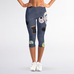 Cartoon Voodoo Doll Print Women's Capri Leggings