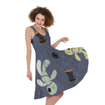 Cartoon Voodoo Doll Print Women's Sleeveless Dress