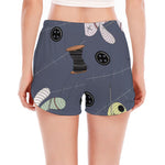Cartoon Voodoo Doll Print Women's Split Running Shorts