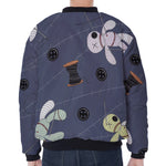 Cartoon Voodoo Doll Print Zip Sleeve Bomber Jacket