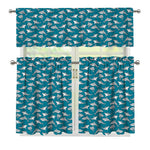Cartoon White Shark Pattern Print 3 Piece Kitchen Curtains
