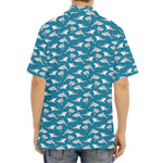 Cartoon White Shark Pattern Print Aloha Shirt