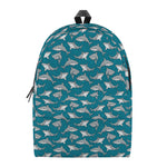 Cartoon White Shark Pattern Print Backpack