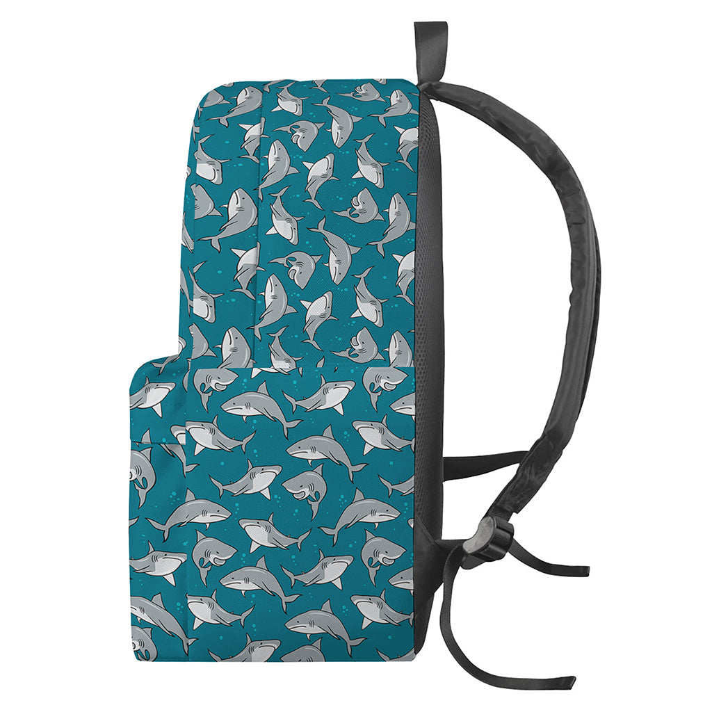 Cartoon White Shark Pattern Print Backpack