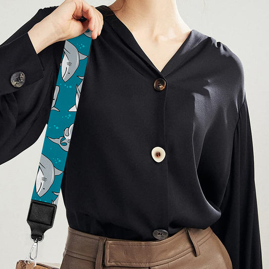 Cartoon White Shark Pattern Print Bag Strap
