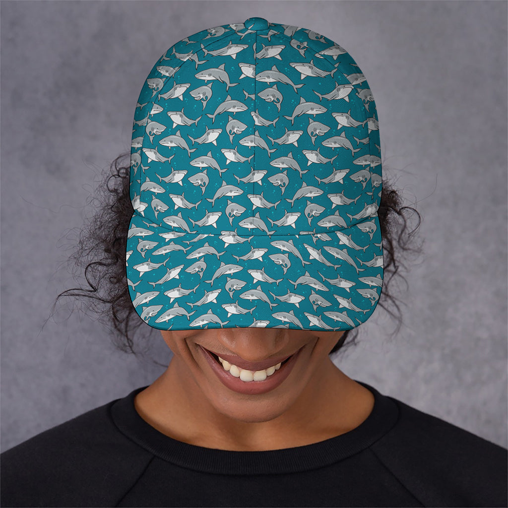 Cartoon White Shark Pattern Print Baseball Cap