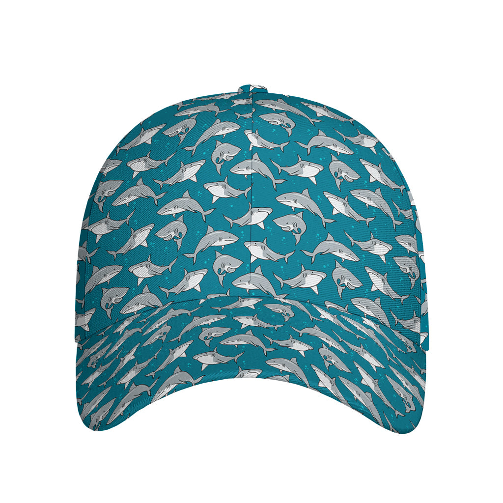 Cartoon White Shark Pattern Print Baseball Cap