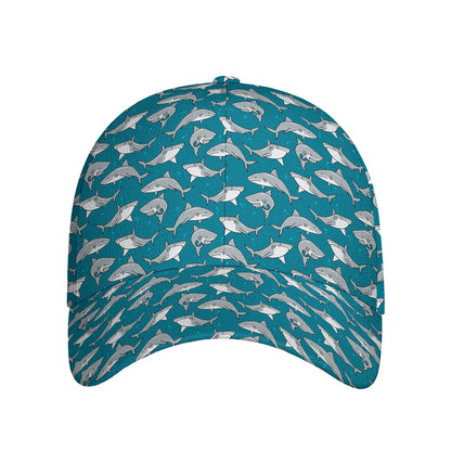 Cartoon White Shark Pattern Print Baseball Cap