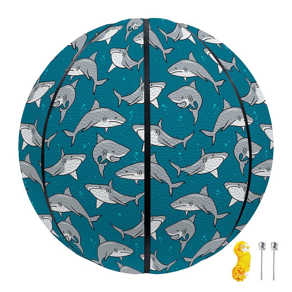 Cartoon White Shark Pattern Print Basketball