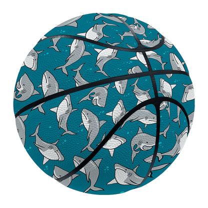 Cartoon White Shark Pattern Print Basketball