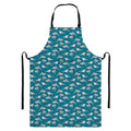 Cartoon White Shark Pattern Print Bib Apron With Pocket