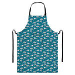 Cartoon White Shark Pattern Print Bib Apron With Pocket