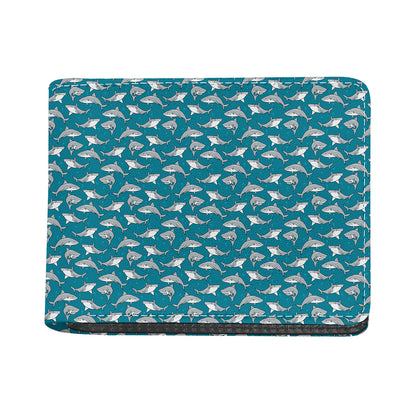 Cartoon White Shark Pattern Print Bifold Wallet