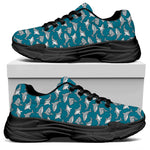 Cartoon White Shark Pattern Print Black Chunky Shoes