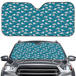 Cartoon White Shark Pattern Print Car Windshield Sun Shade