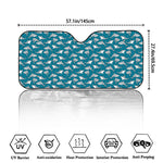 Cartoon White Shark Pattern Print Car Windshield Sun Shade