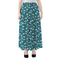 Cartoon White Shark Pattern Print Chiffon Maxi Skirt