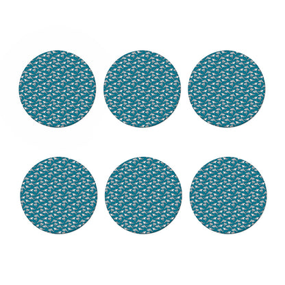 Cartoon White Shark Pattern Print Coaster Set