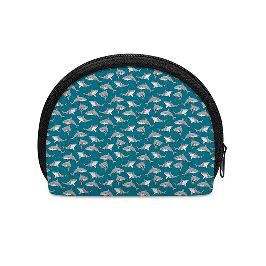 Cartoon White Shark Pattern Print Coin Purse