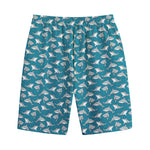 Cartoon White Shark Pattern Print Cotton Shorts