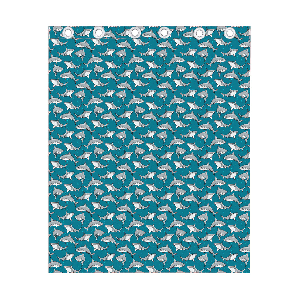 Cartoon White Shark Pattern Print Curtain
