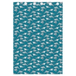 Cartoon White Shark Pattern Print Curtain