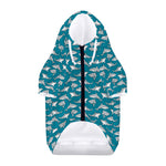 Cartoon White Shark Pattern Print Dog Zip Up Hoodie