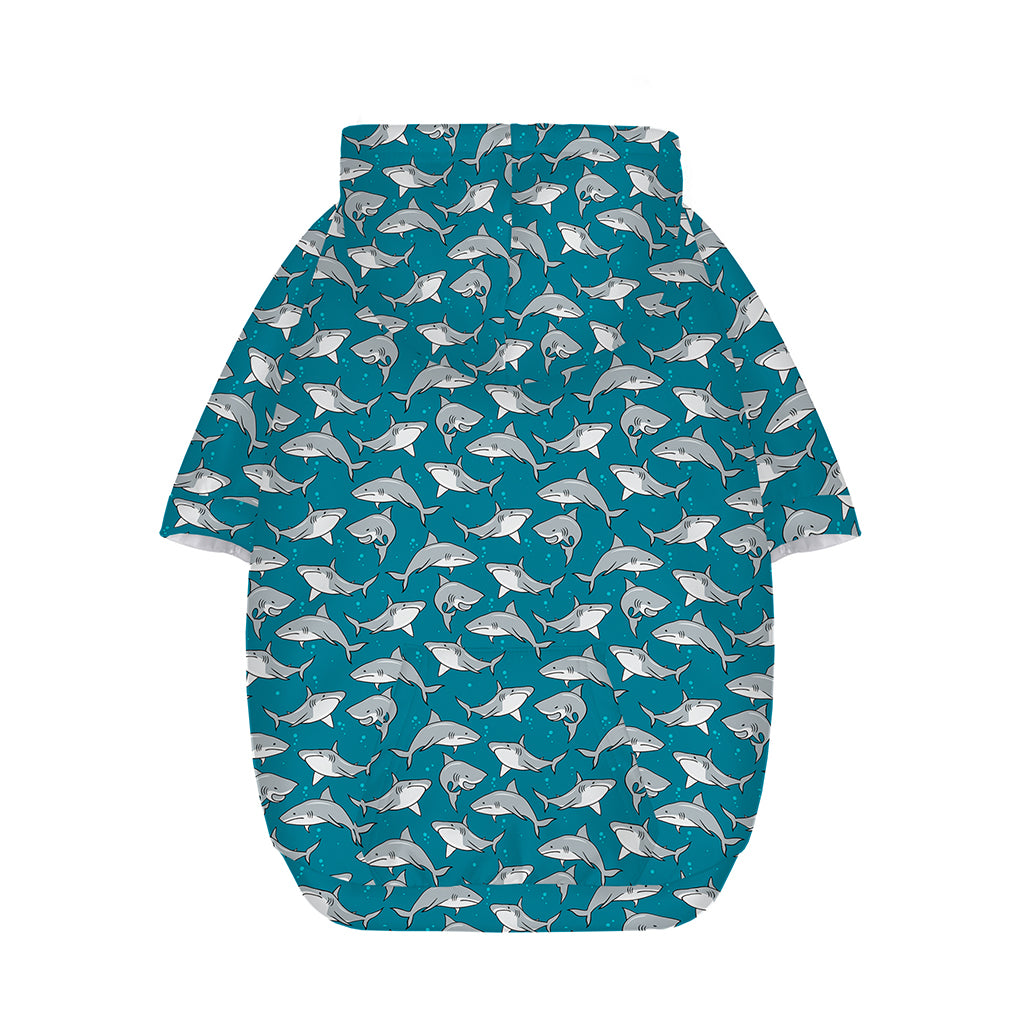 Cartoon White Shark Pattern Print Dog Zip Up Hoodie