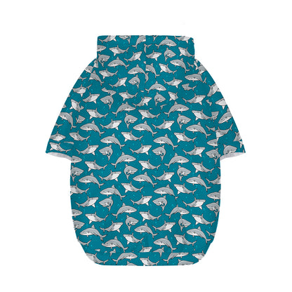 Cartoon White Shark Pattern Print Dog Zip Up Hoodie
