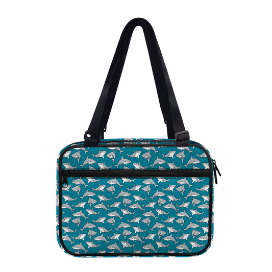 Cartoon White Shark Pattern Print Double Strap Bible Bag