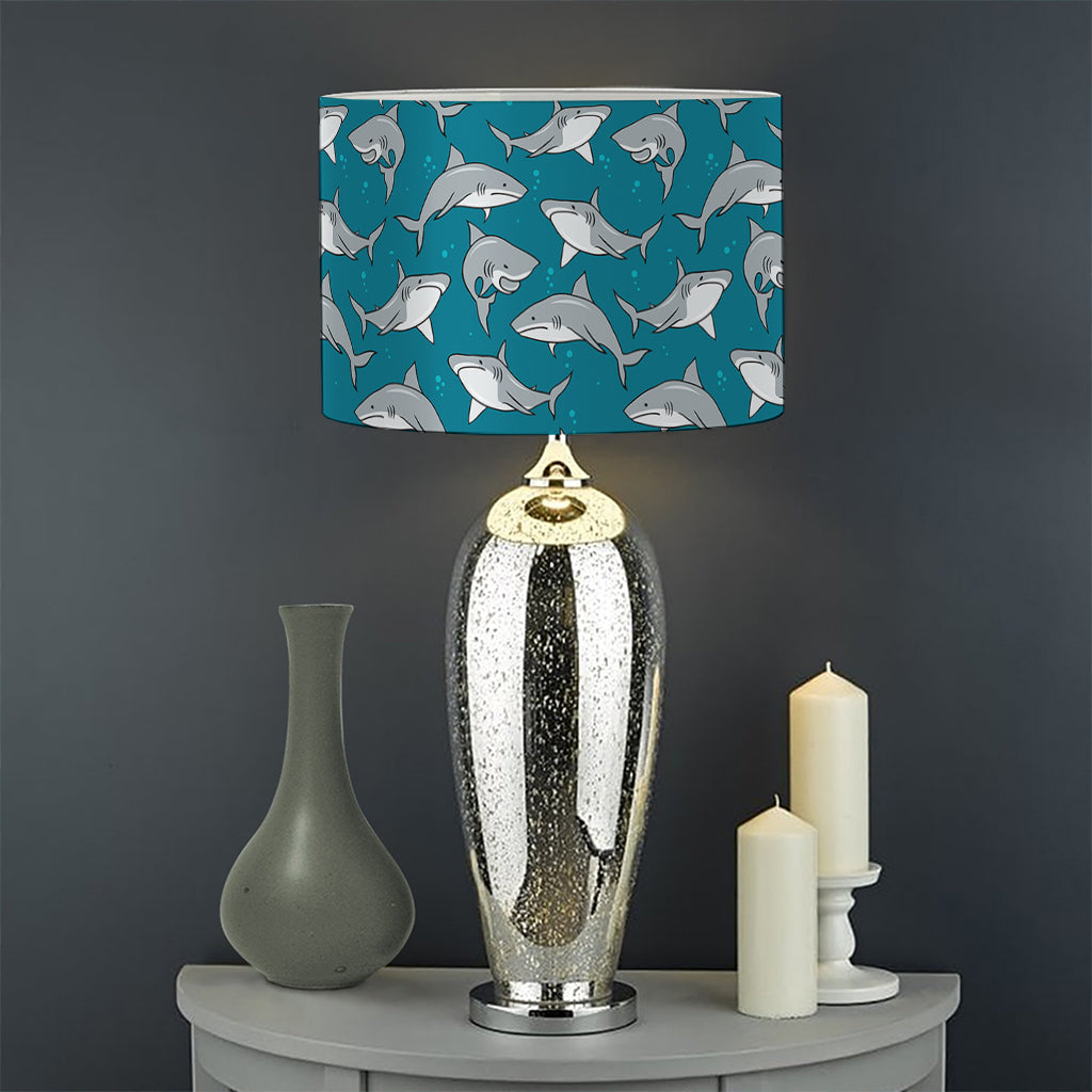 Cartoon White Shark Pattern Print Drum Lamp Shade