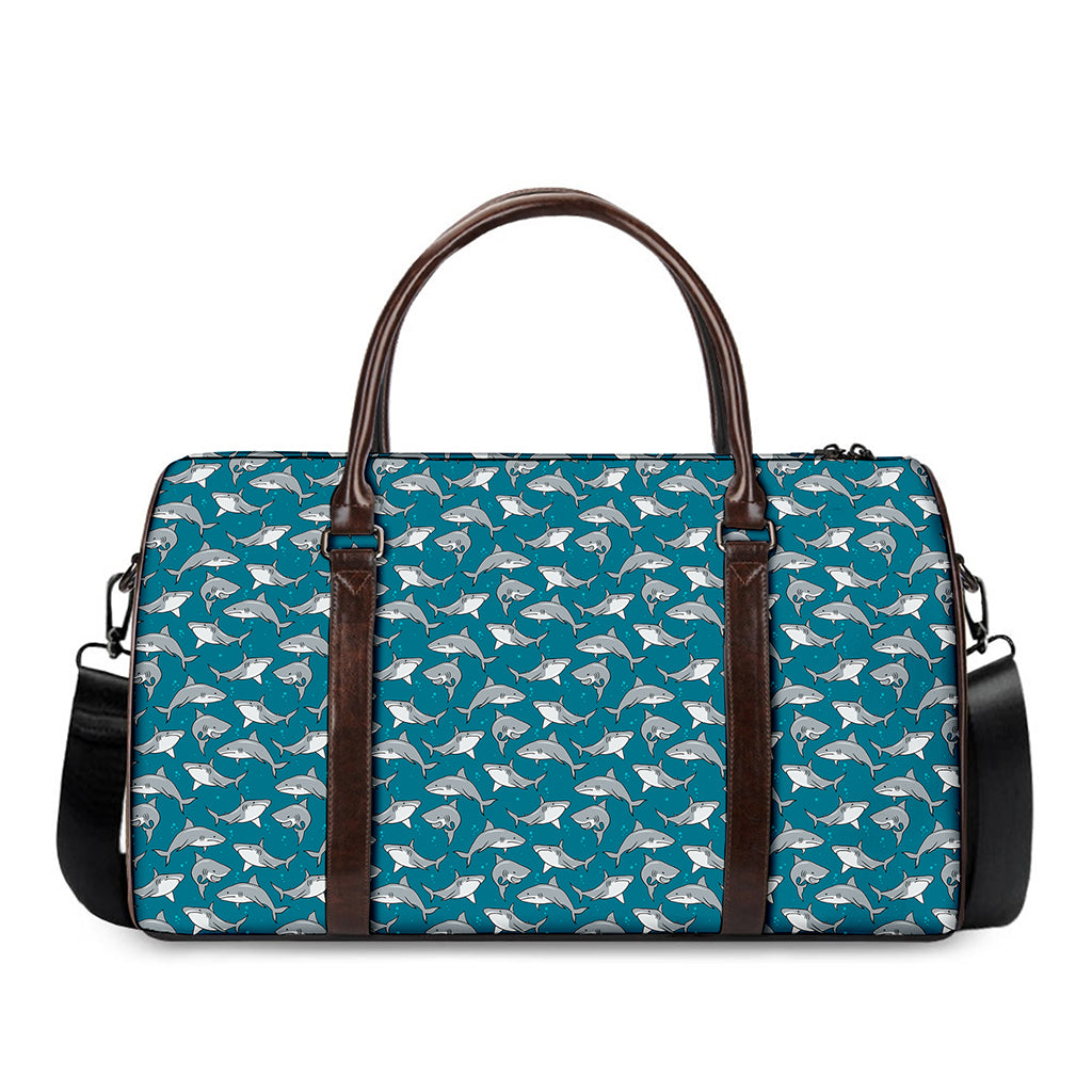 Cartoon White Shark Pattern Print Duffle Bag