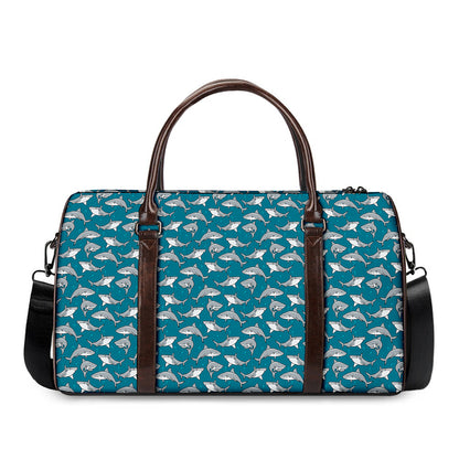 Cartoon White Shark Pattern Print Duffle Bag