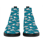 Cartoon White Shark Pattern Print Flat Ankle Boots