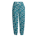 Cartoon White Shark Pattern Print Fleece Lined Knit Pants